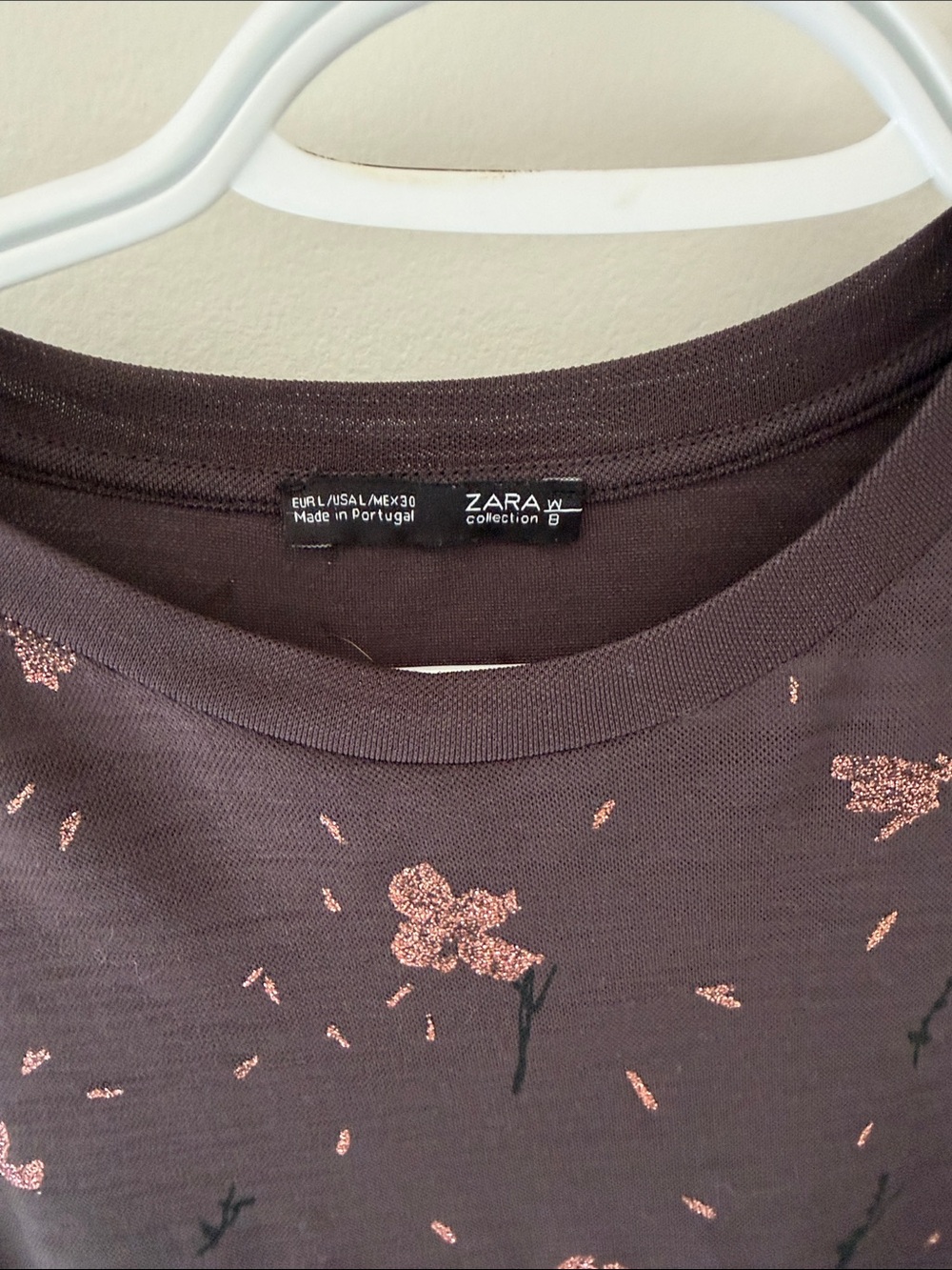 Zara Charcoal Crewneck Sweatshirt with Pink Floral Print - Picture 5 of 5